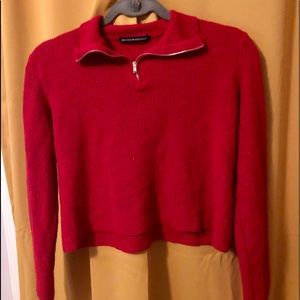 Brandy Melville red cropped quarter zip